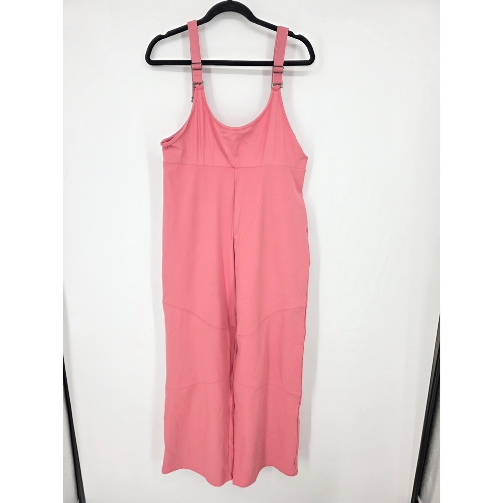 Halara Pink Athleisure Jumpsuit Overalls Wide‎ Leg Pockets Adjustable Straps L